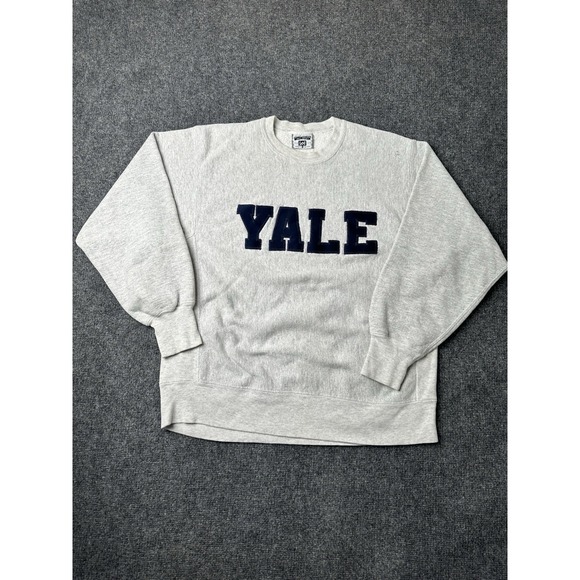 Mens Lee Yale University Spellout Crewneck Sweatshirt Grey Made in USA Size XL